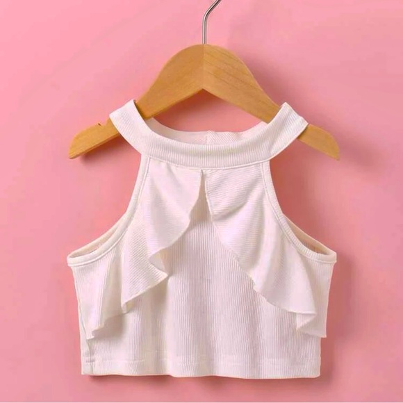 Girls White Crop Tank - Picture 1 of 1